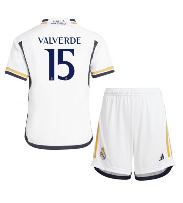 Real Madrid Federico Valverde #15 Replica Home Stadium Kit for Kids 2023-24 Short Sleeve (+ pants)